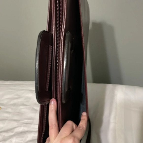 Vintage NWT Cambridge Leather Portfolio Briefcase with Ampad Pocket Dark Brown - Picture 7 of 10